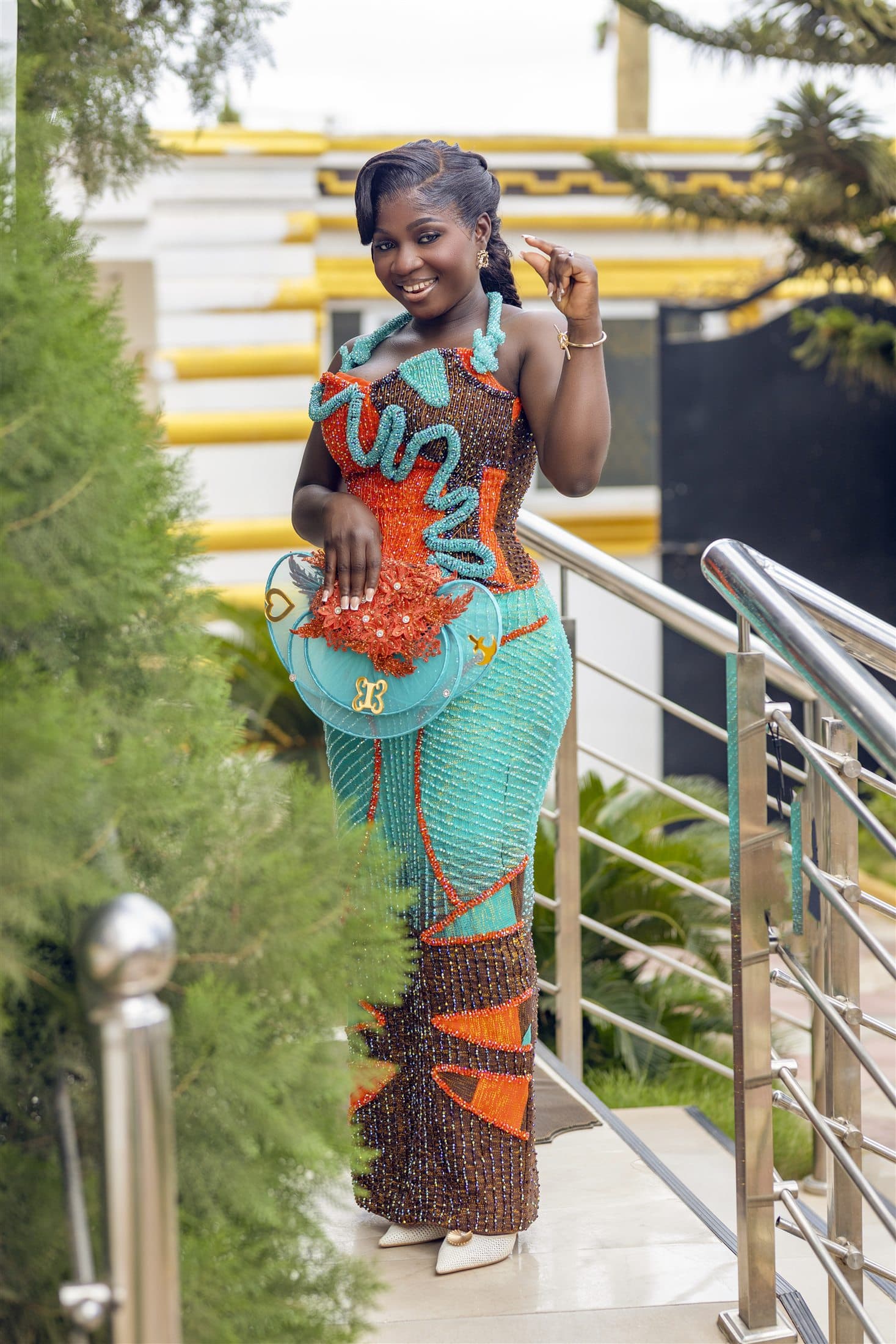 Outdoor portrait in a colorful traditional outfit